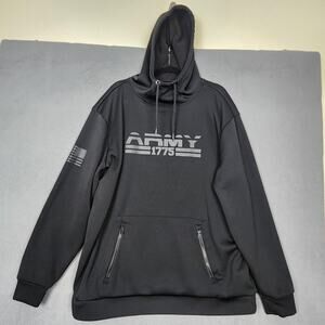 Army Performance Hoodie Mens 2XL Black Pullover Fleece ARMY 1775 Flag Graphic